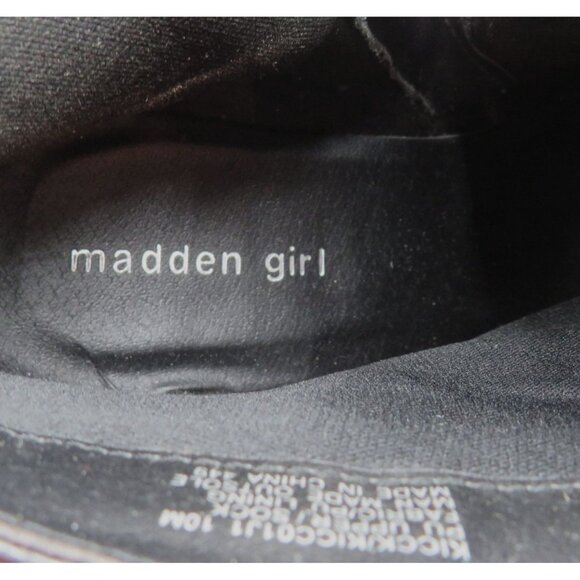 Madden Girl Boots Womens Sz 10 Black Reptile Imitation Leather Ankle Block Heel - Picture 10 of 10